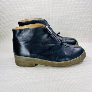 Giraudon Women's Size 12 Made In Portugal Zip Up Ankle Boots Black Leather
